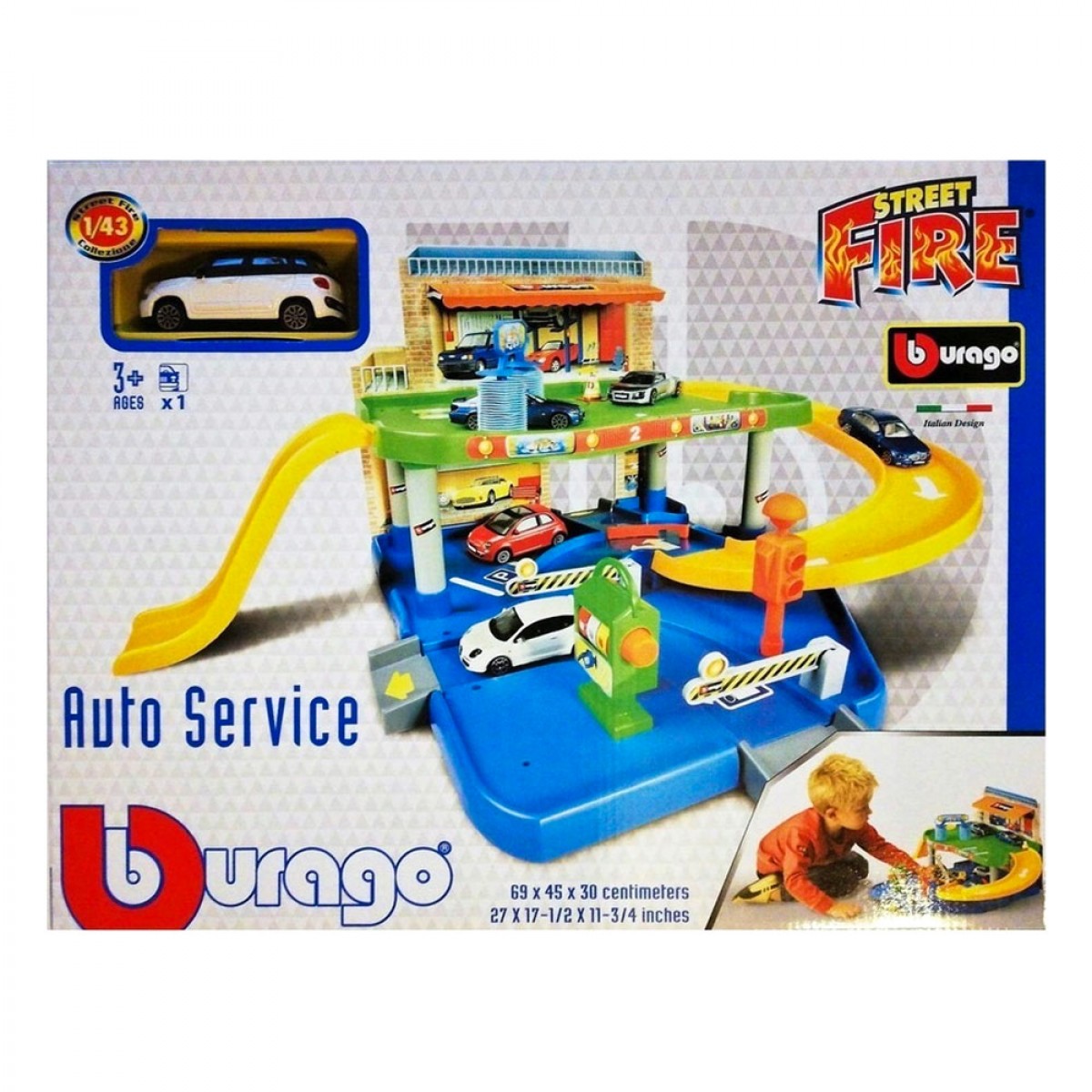 BURAGO AUTO SERVICE 1/43 PLAYSET WITH ONE CAR 30039 BURAGO AUTO SERVICE 1/43 PLAYSET WITH ONE CAR 30039