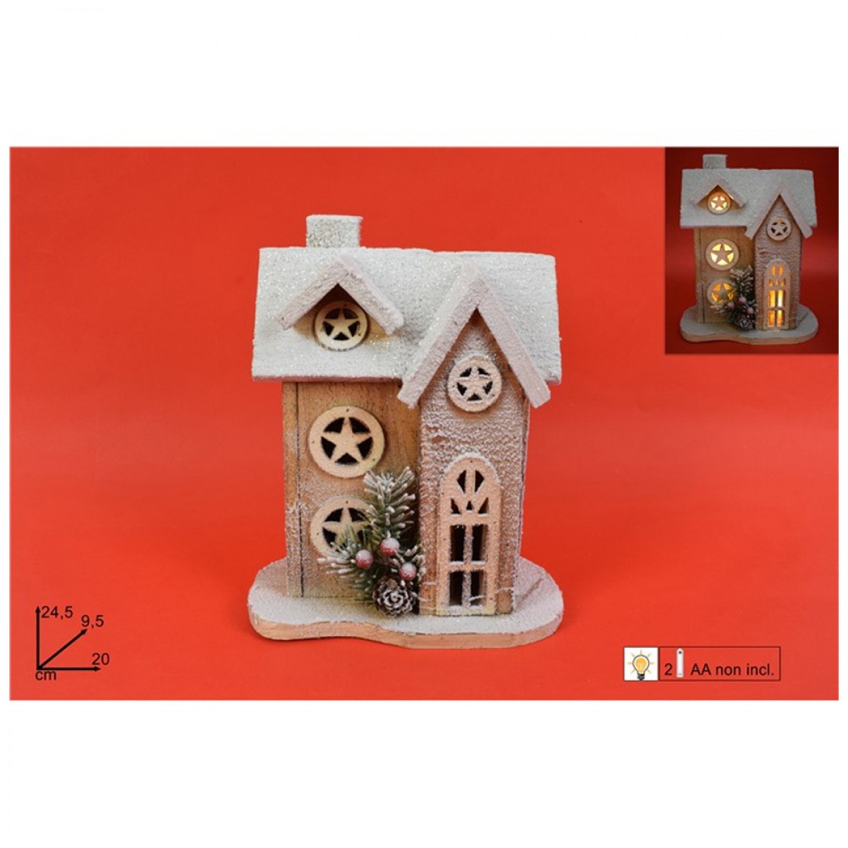 DUE ESSE ΧΡΙΣΤΟΥΓΕΝΝΙΑΤΙΚΟ ΞΥΛΙΝΟ ΣΠΙΤΑΚΙ ΧΙΟΝΙΣΜΕΝΟ ΜΕ ΦΩΣ 45141