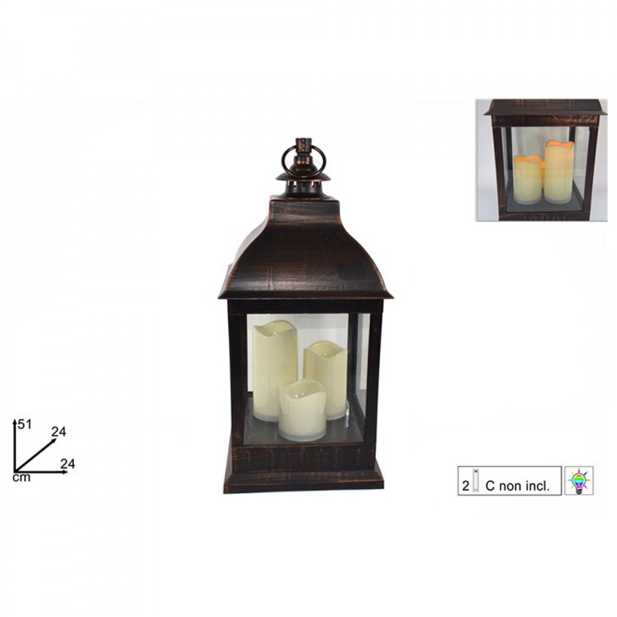 DUE ESSE ΧΡΙΣΤΟΥΓΕΝΝΙΑΤΙΚΟ ΜΕΤΑΛΛΙΚΟ ΦΑΝΑΡΙ ΜΕ ΦΩΣ 57222