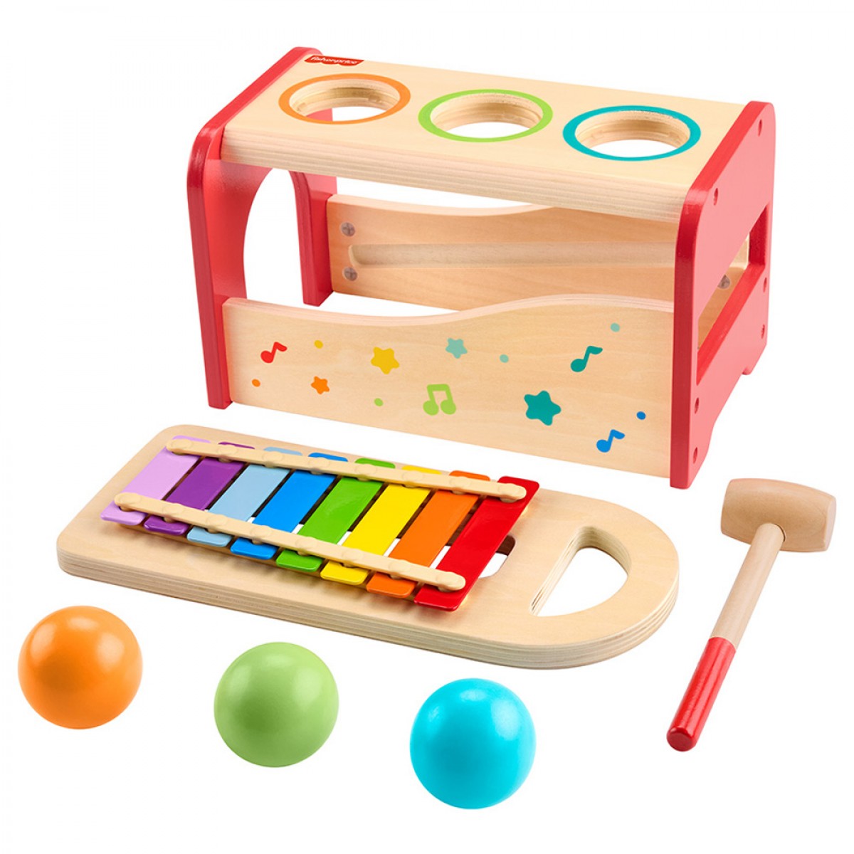 FISHER PRICE WOODEN POUND & TAP BENCH XYLOPHONE HXT88