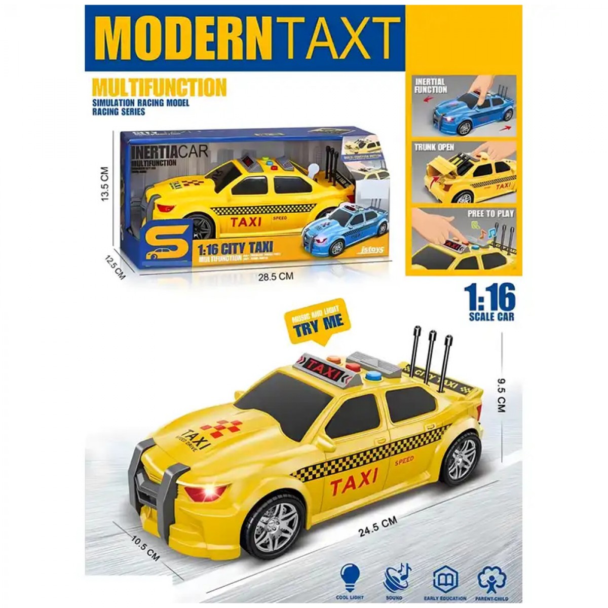 GOUNARIDIS TOYS ΤΑΞΙ ΤΡΙΒΗΣ ΜΕ ΦΩΤΑ ΚΑΙ  ΗΧΟΥΣ 28ΕΚ. JS124D