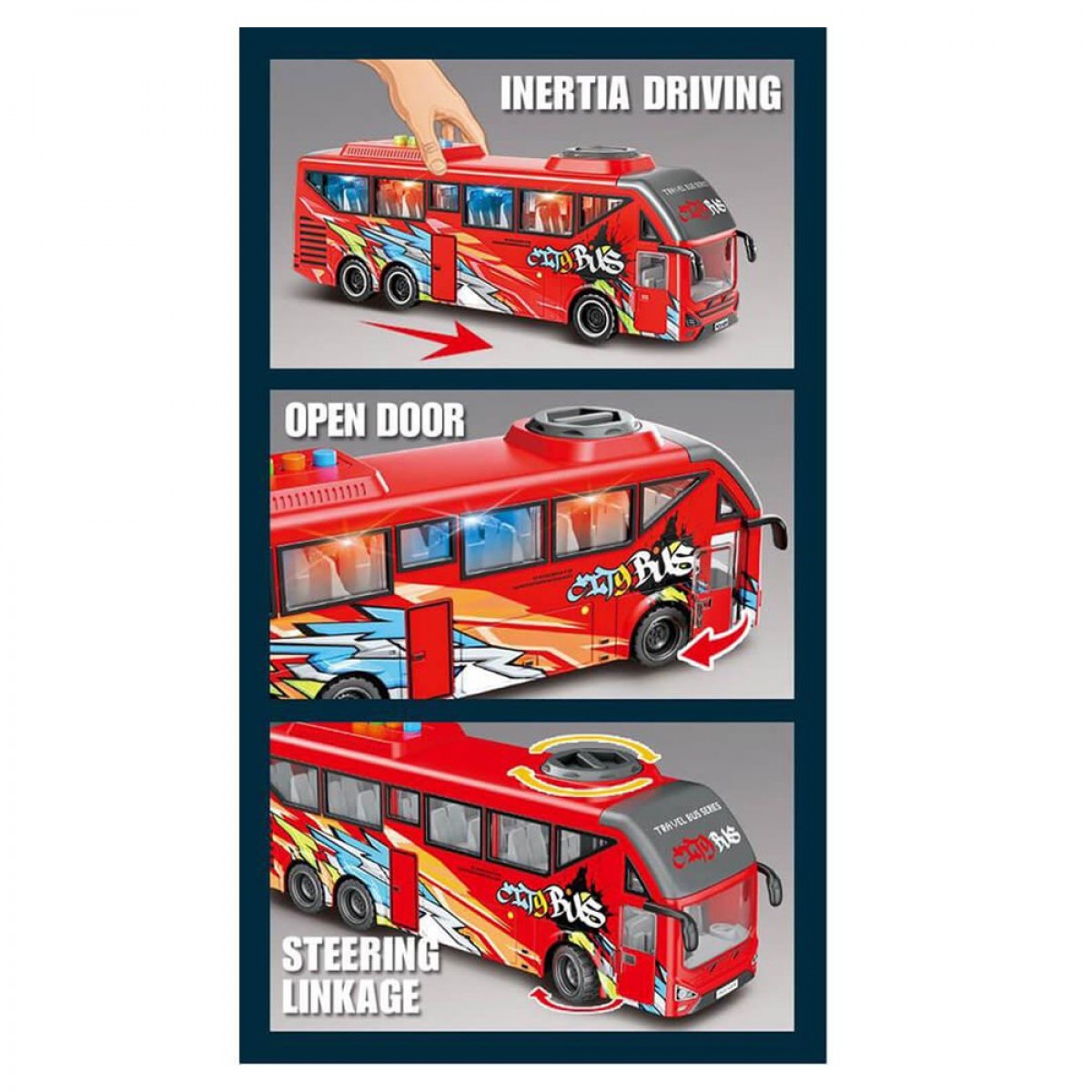 LUNA ΛΕΩΦΟΡΕΙΟ  FRICTION ΚΟΚΚΙΝΟ 1:16 ΜΕ ΗΧΟ ΚΑΙ ΦΩΣ 623108