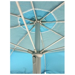 MAUI AND SONS ΟΜΠΡΕΛΑ ΠΑΡΑΛΙΑΣ 220CM 10 ΑΚΤΙΝΕΣ ΜΕ ΜΗΧΑΝΙΣΜΟ ΚΛΙΣΗΣ POLYESTER ΜΠΛΕ