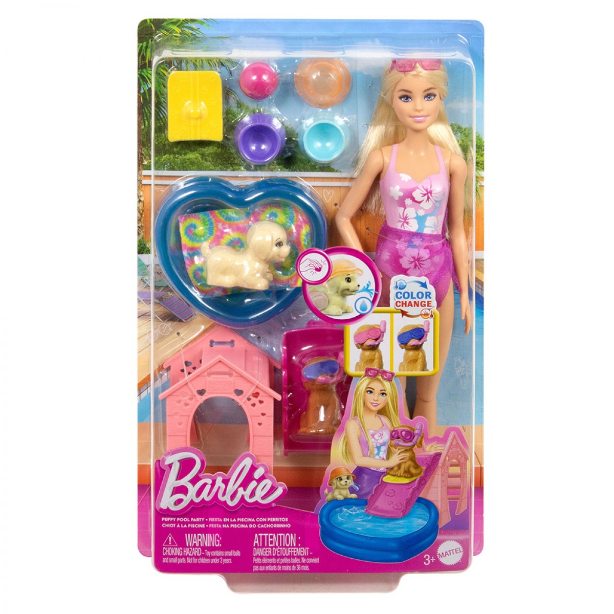 MATTEL BARBIE PUPPY POOL PARTY BLONDE  NO JBF35