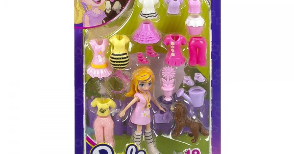 Polly Pocket Fashion Doll HKV89 – Bambola 7,6 Cm Con 18 Accessori A Tema Ape E Fiori