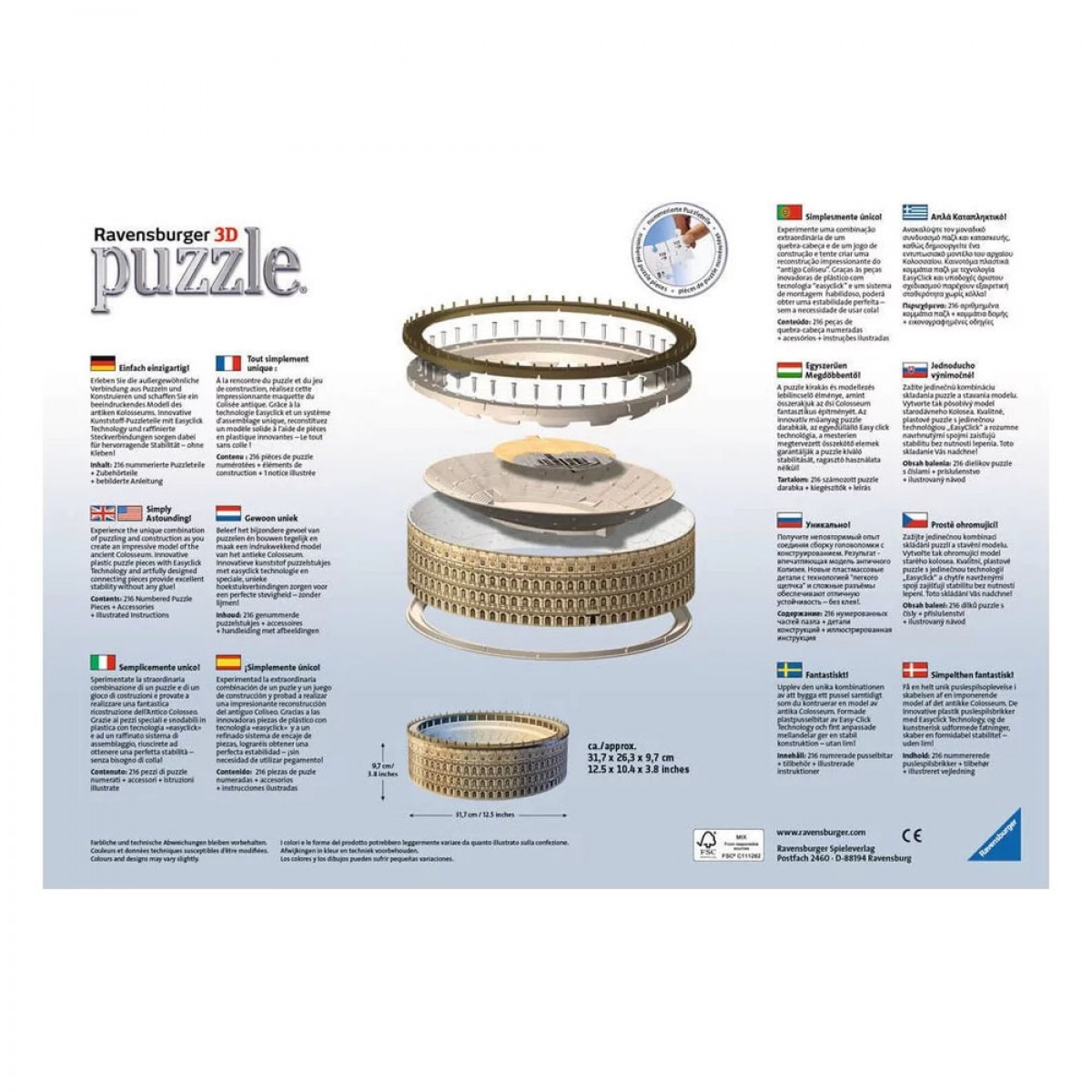 RAVENSBURGER 3D ΠΑΖΛ MAXI 216 ΤΕΜΑΧΙΩΝ ΤΟ ΚΟΛΟΣΣΑΙΟ 12578 RAVENSBURGER 3D ΠΑΖΛ MAXI 216 ΤΕΜΑΧΙΩΝ ΤΟ ΚΟΛΟΣΣΑΙΟ 12578