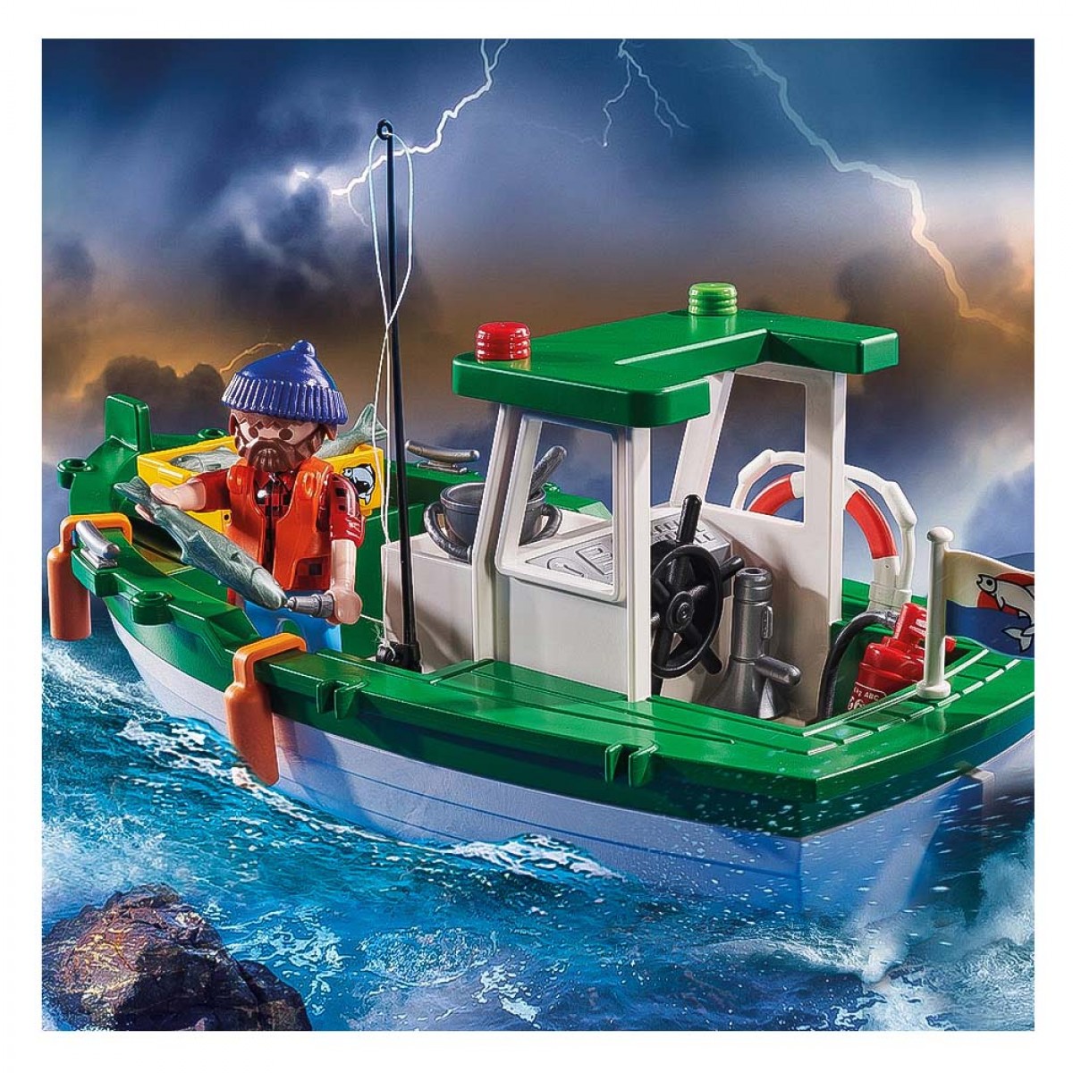 New PLAYMOBIL #70491 Coastal Fire Rescue Mission Rescue Action Helicopter  Boat