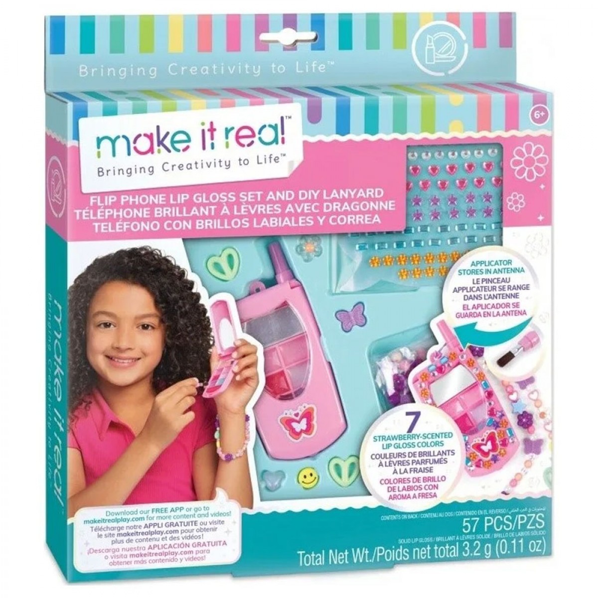 MAKE IT REAL FLIP PHONE LIP GLOSS SET AND DIY LANYARD 2329 MAKE IT REAL FLIP PHONE LIP GLOSS SET AND DIY LANYARD 2329