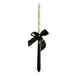 ΧΕΙΡΟΠΟΙΗΤΗ ΠΑΣΧΑΛΙΝΗ ΛΑΜΠΑΔΑ ΑΣΠΡΟΜΑΥΡΗ ΜΕ ΦΥΛΛΑ ΧΡΥΣΟΥ