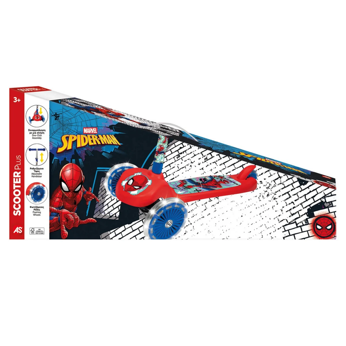 AS SCOOTER PLUS SPIDER-MAN ΜΕ ΦΩΤΙΖΟΜΕΝΕΣ ΡΟΔΕΣ 5004-50275