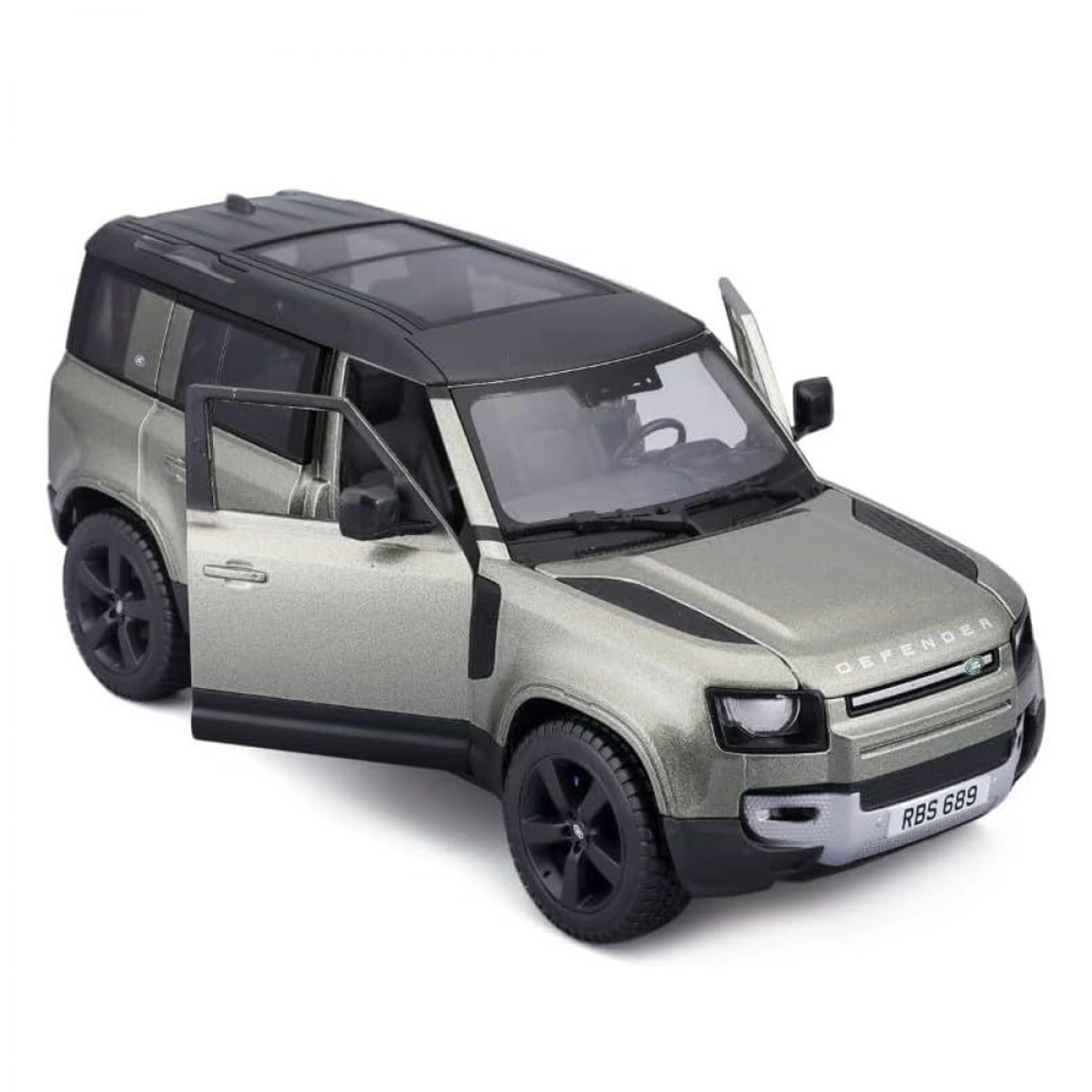 BURAGO 1/24 LAND ROVER DEFENDER 2022 SILVER/GREEN 18/21101