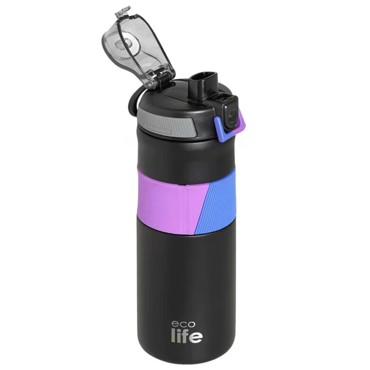 ECO LIFE BLACK THERMOS 500ML WITH SILICON GRIP 4200