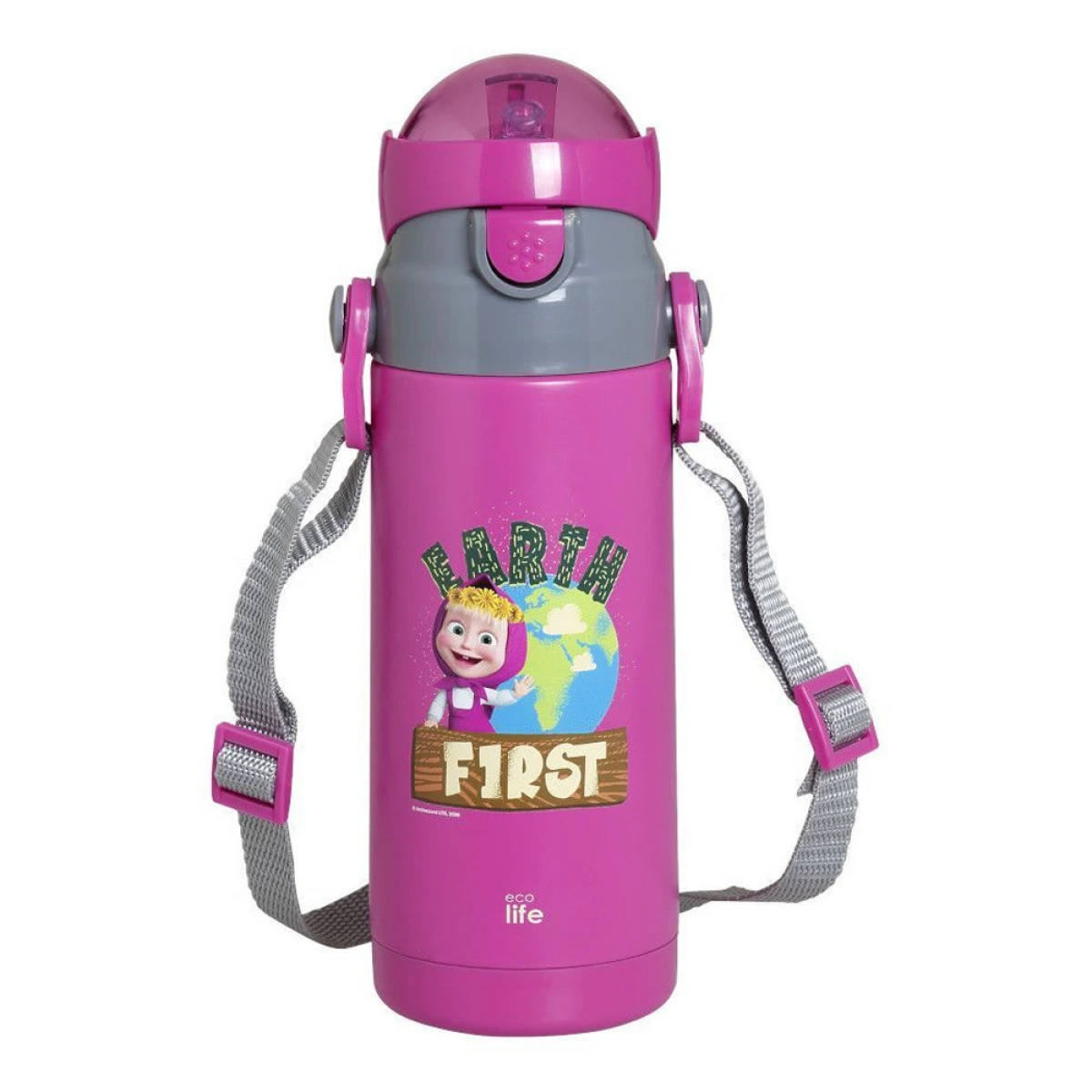 ECO LIFE ΜΕΤΑΛΛΙΚΟΣ ΠΑΙΔΙΚΟΣ ΘΕΡΜΟΣ MASHA - EARTH FIRST MAGENTA (400ML) 2120