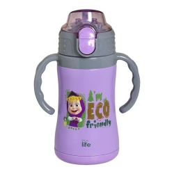 ECO LIFE ΜΕΤΑΛΛΙΚΟΣ ΠΑΙΔΙΚΟΣ ΘΕΡΜΟΣ MASHA - ECO FRIENDLY (300ML) LILAC 33-BO-2122