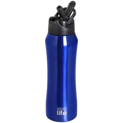 ECO LIFE ΜΕΤΑΛΛΙΚΟ ΘΕΡΜΟΣ (550ML) ΜΠΛΕ ΜΕ ΚΑΛΑΜΑΚΙ 3062