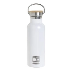 ECO LIFE ΜΕΤΑΛΛΙΚΟΣ ΘΕΡΜΟΣ ΛΕΥΚΟΣ BAMBOO LID 33-BO-3029 (500 ML)