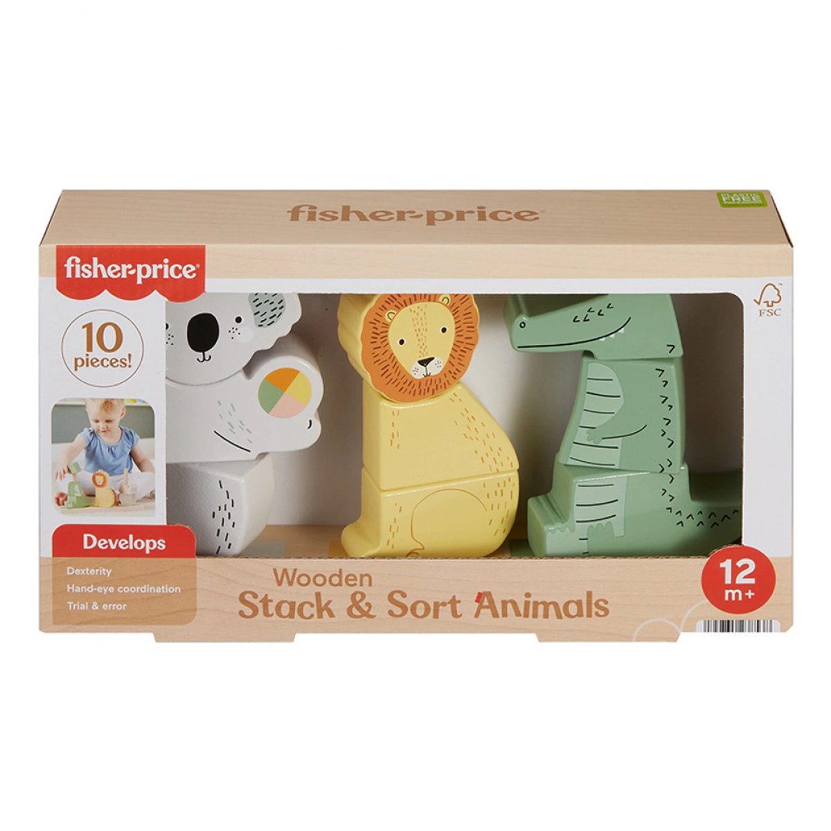 FISHER PRICE WOODEN STACK & SORT ANIMALS HXV04