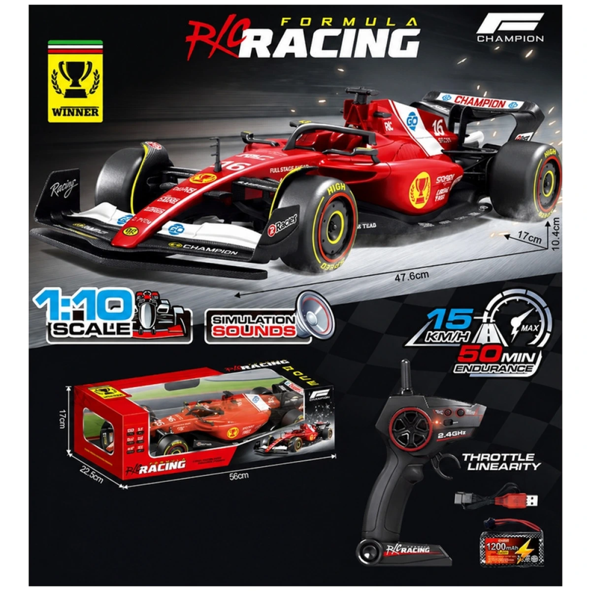 GOUNARIDIS TOYS ΤΗΛΕΚΑΤΕΥΘΥΝΟΜΕΝΟ ΑΓΩΝΙΣΤΙΚΟ FORMULA 48ΕΚ. ΚΟΚΚΙΝΗ 905310-JY-3005