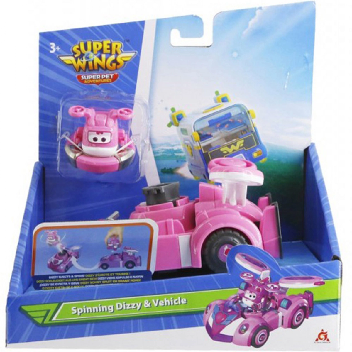 JUST TOYS SUPER WINGS SUPER PET FREE WHEEL VEHICLE - SPINNING DIZZY & VEHICLE 770340