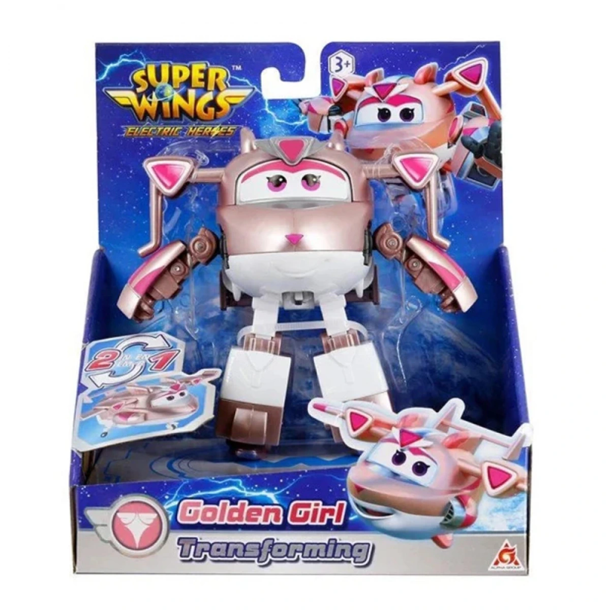JUST TOYS SUPER WINGS ELECTRIC HEROES TRANSFORMING 15CM - GOLDEN GIRL TRANSFORMING 780233