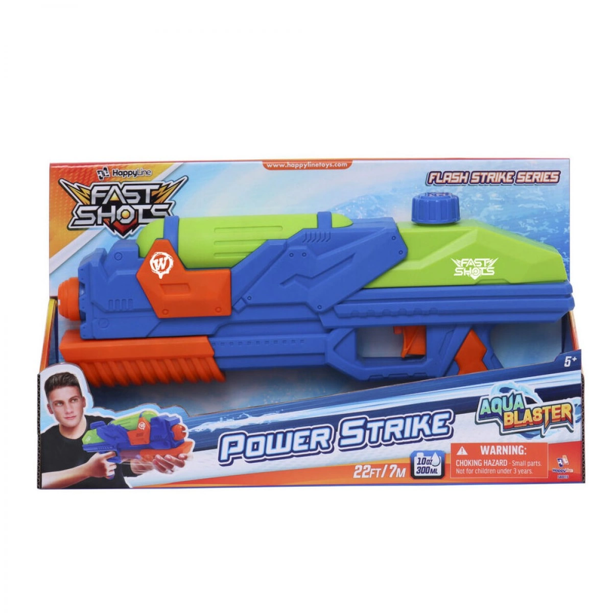 JUST TOYS FAST SHOTS WATER BLASTER POWER STRIKE UP TO 7M WITH TANK 300ML 580015