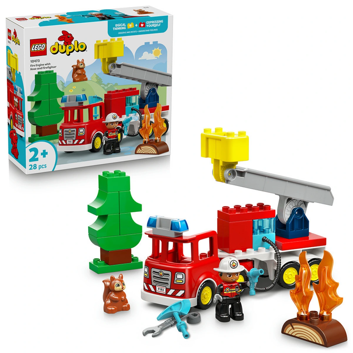 LEGO FIRE TRUCK WITH HOSE AND FIREFIGHTER 10473
