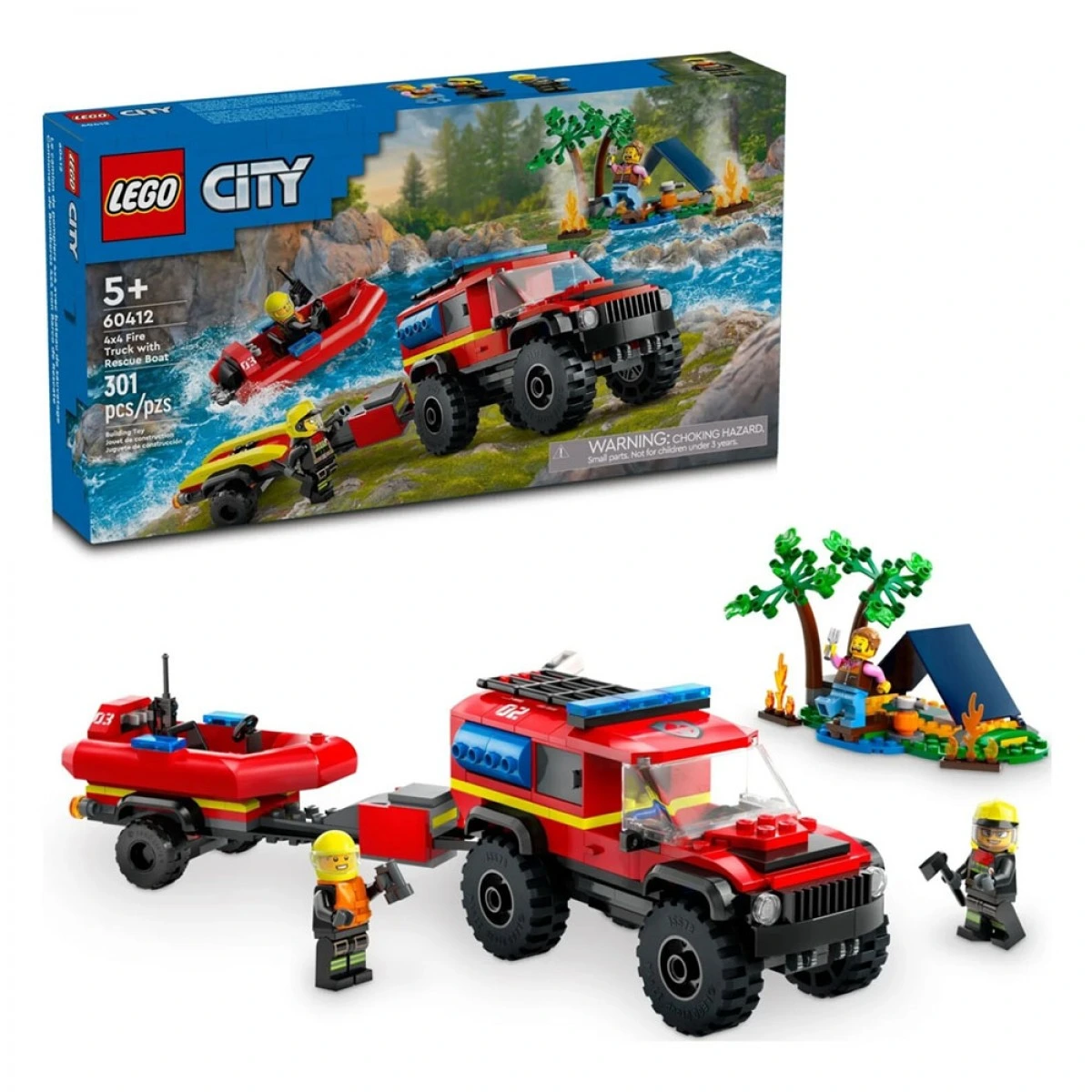 Lego-LEGO 4X4 FIRE TRUCK WITH RESCUE BOAT 60412(60412) | lampridis.gr