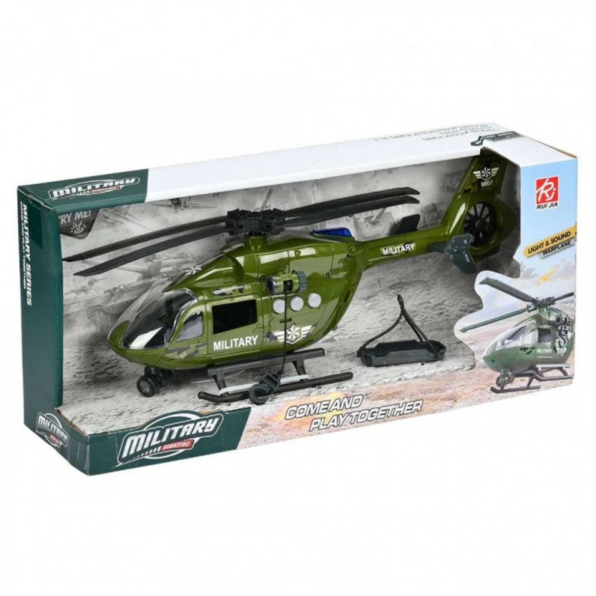 MARTIN TOYS MILITARY FRICTION HELICOPTER WITH LIGHTS-SOUNDS  RJ9807