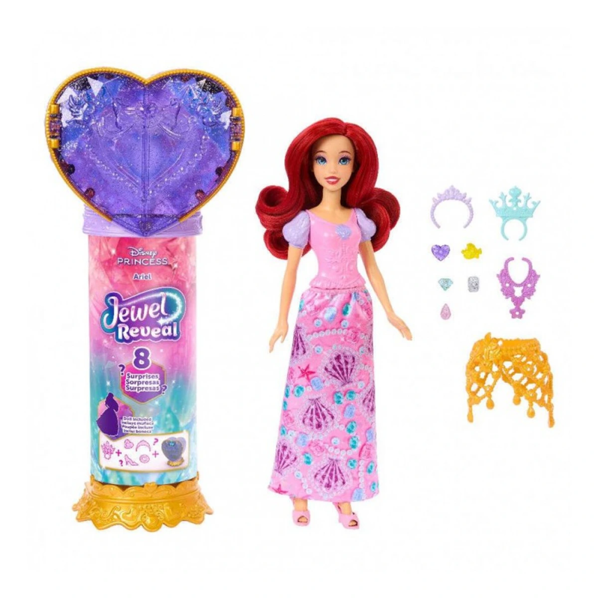 MATTEL DISNEY PRINCESS ARIEL ΜΕ ΚΟΣΜΗΜΑΤΟΘΗΚΗ JHL49