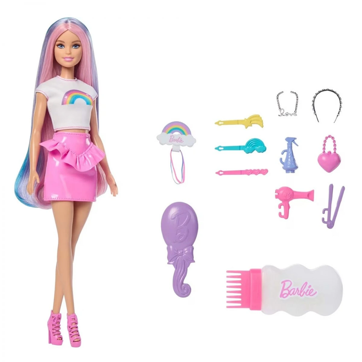 MATTEL BARBIE ΠΟΛΥΧΡΩΜΑ ΜΑΛΛΙΑ ΜΕ ΓΚΛΙΤΕΡ JJP07