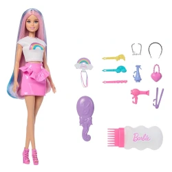 MATTEL BARBIE ΠΟΛΥΧΡΩΜΑ ΜΑΛΛΙΑ ΜΕ ΓΚΛΙΤΕΡ JJP07