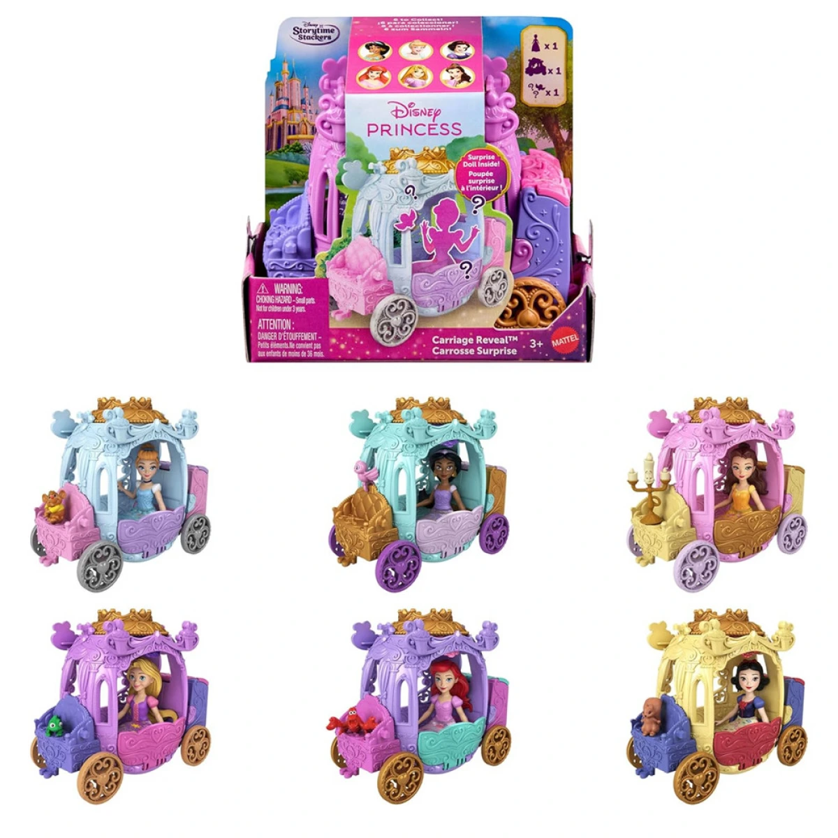 MATTEL DISNEY PRINCESS CARRIAGE REVEAL MINI DOLLS -ΑΜΑΞΑ ΕΚΠΛΗΞΗ JLH82