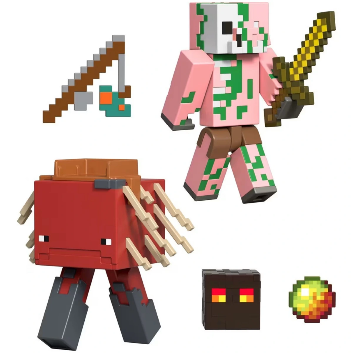 MATTEL MINECRAFT ΦΙΓΟΥΡΑ ΔΡΑΣΗΣ - ZOMBIFIED PIGLIN & MINECRAFT STRIDER GTT53/JCN56