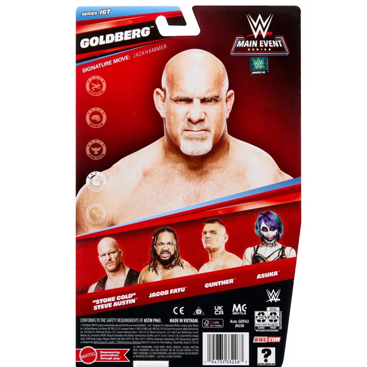 MATTEL WWE ΒΑΣΙΚΕΣ ΦΙΓΟΥΡΕΣ - GOLDBERG GDF62/JHJ30