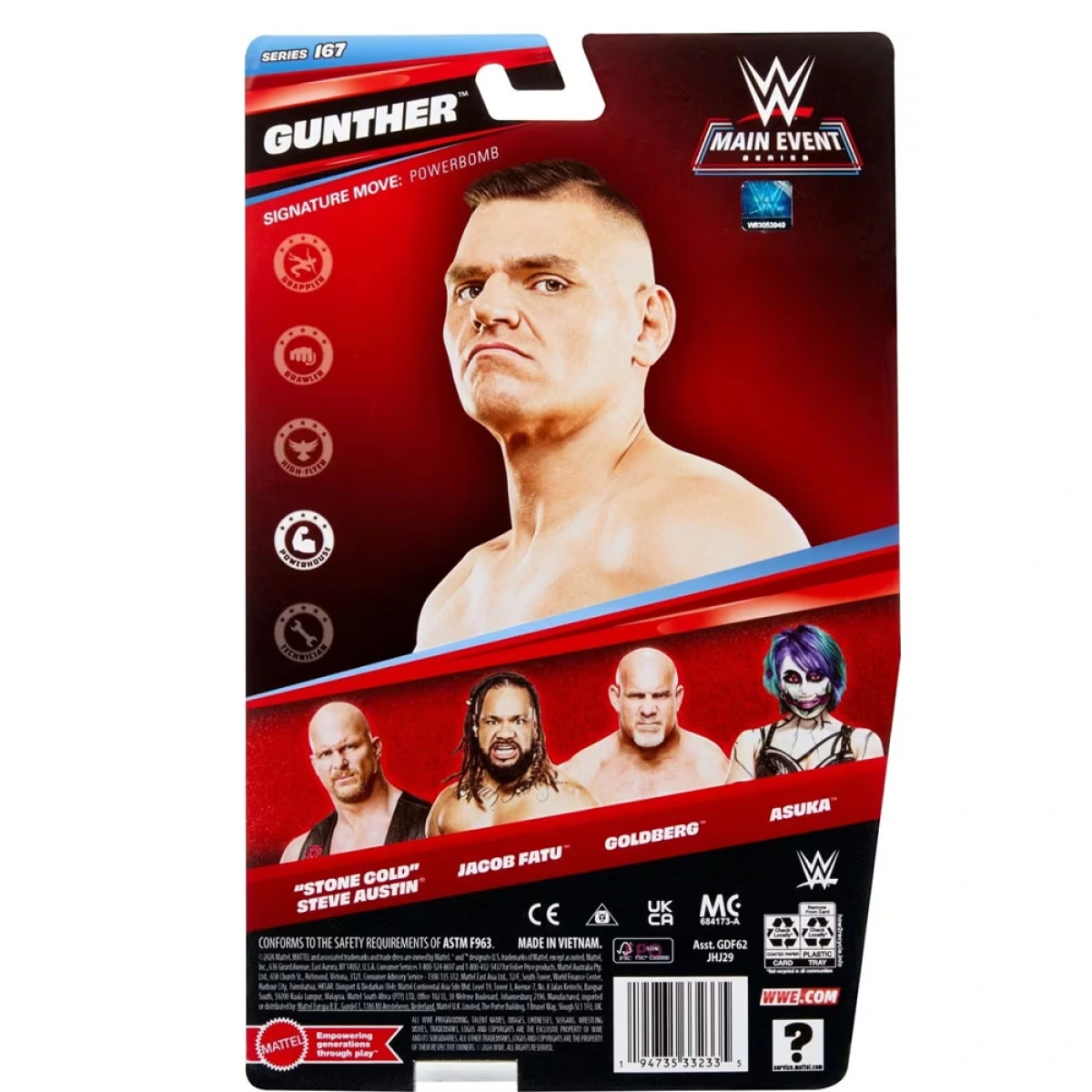 MATTEL WWE ΒΑΣΙΚΕΣ ΦΙΓΟΥΡΕΣ - GUNTHER GDF62/JHJ29
