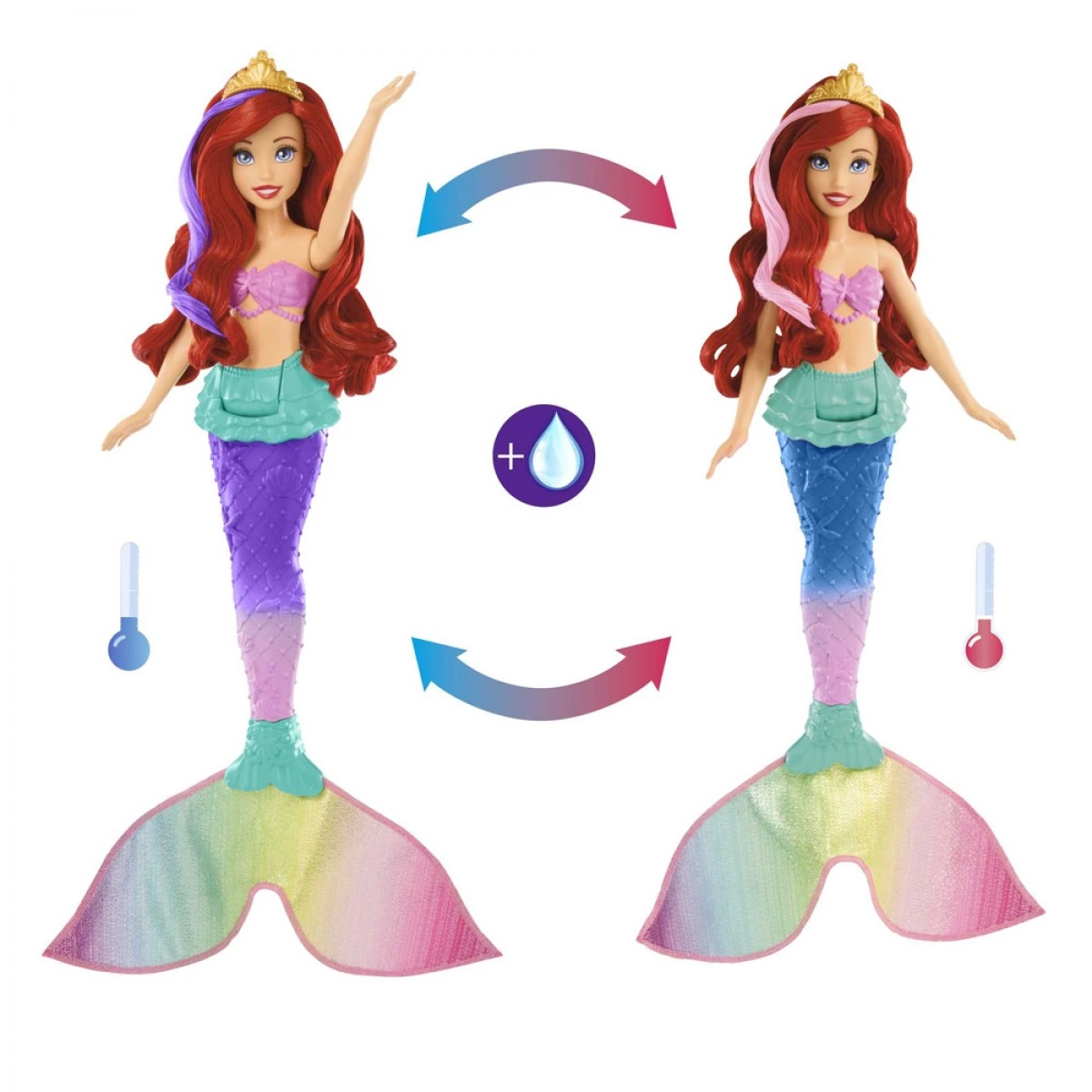 MATTEL DISNEY PRINCESS SWIM & SPLASH ARIEL ΜΑΓΙΚΗ ΓΟΡΓΟΝΑ HPD43
