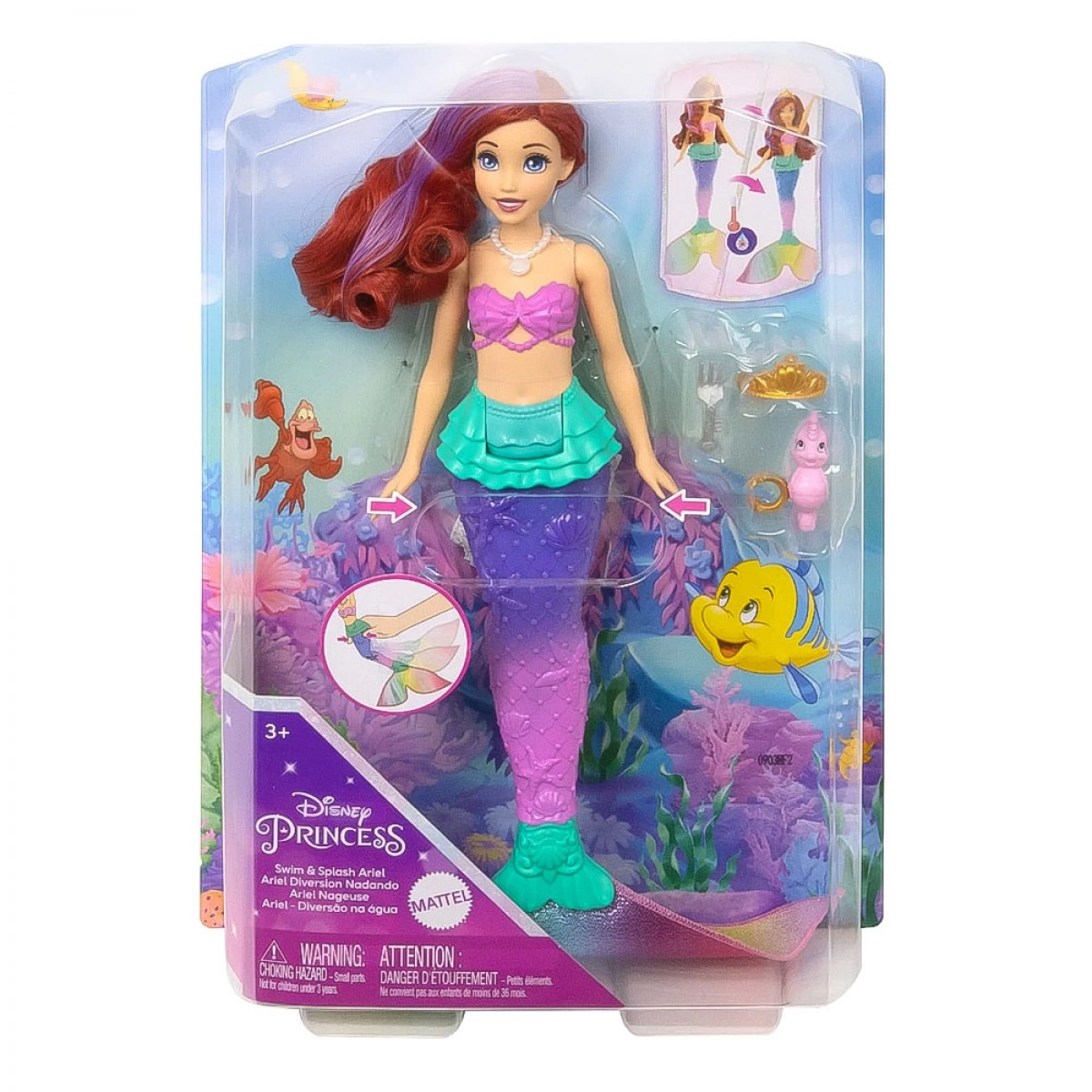 MATTEL DISNEY PRINCESS SWIM & SPLASH ARIEL ΜΑΓΙΚΗ ΓΟΡΓΟΝΑ HPD43