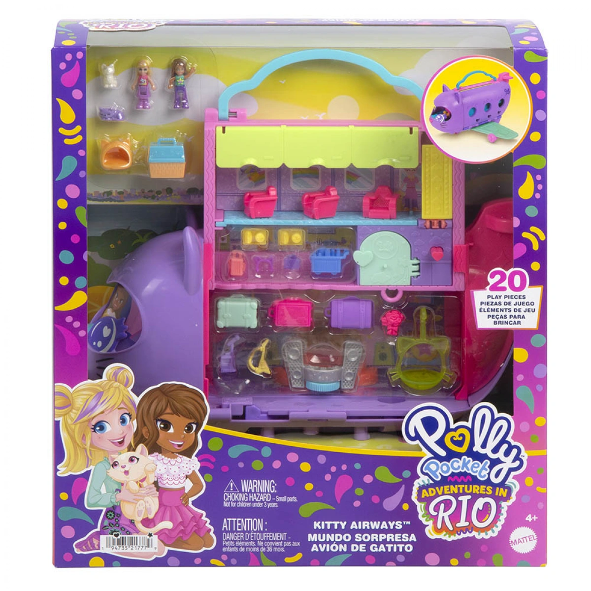 MATTEL POLLY POCKET KITTY AIRWAYS PLAYSET N0 HWP19