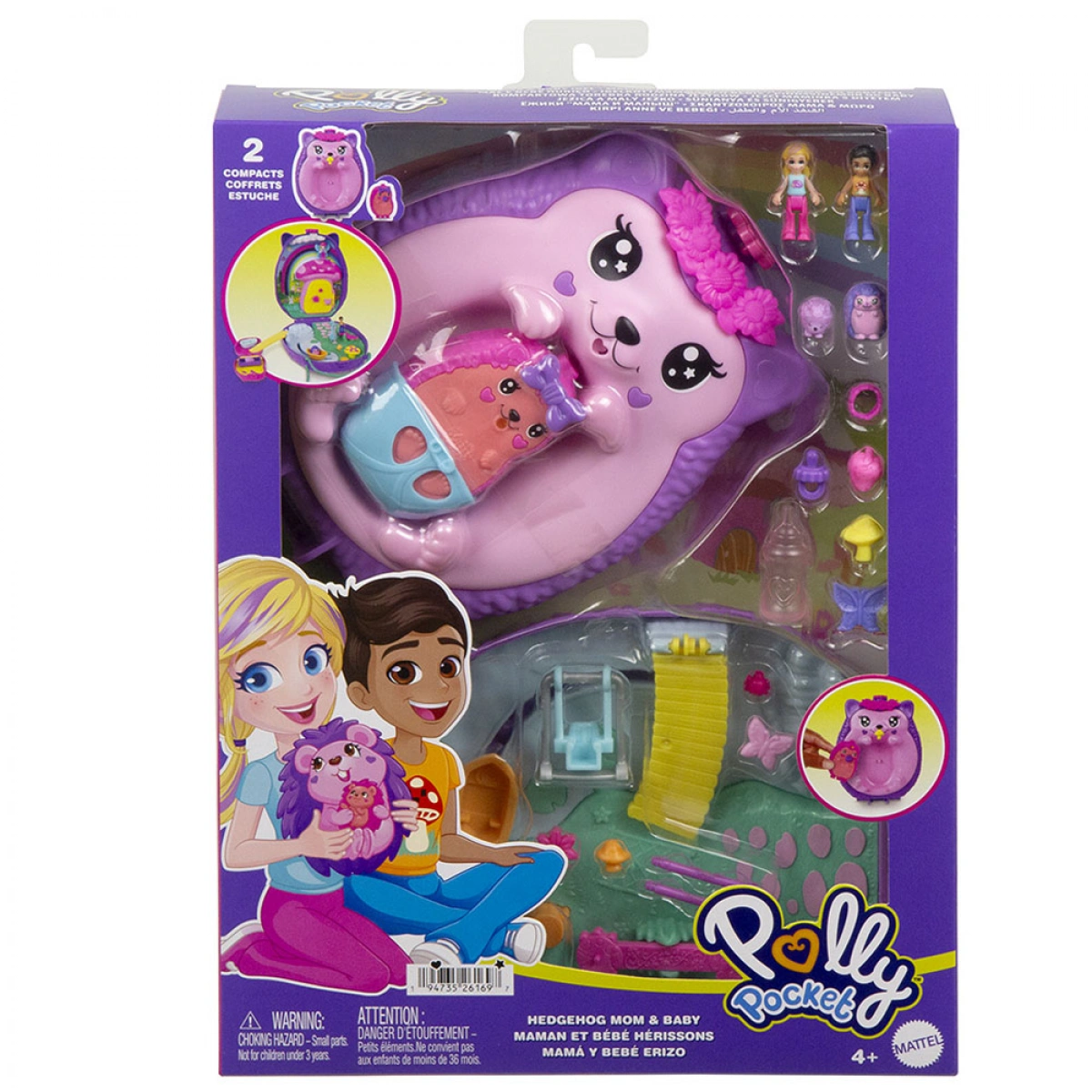 MATTEL POLLY POCKET ΤΡΕΝΤΙ ΤΣΑΝΤΑΚΙ HEDGEHOG MOM AND BABY Ι GKJ63/JBJ91