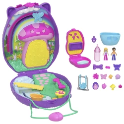 MATTEL POLLY POCKET ΤΡΕΝΤΙ ΤΣΑΝΤΑΚΙ HEDGEHOG MOM AND BABY Ι GKJ63/JBJ91