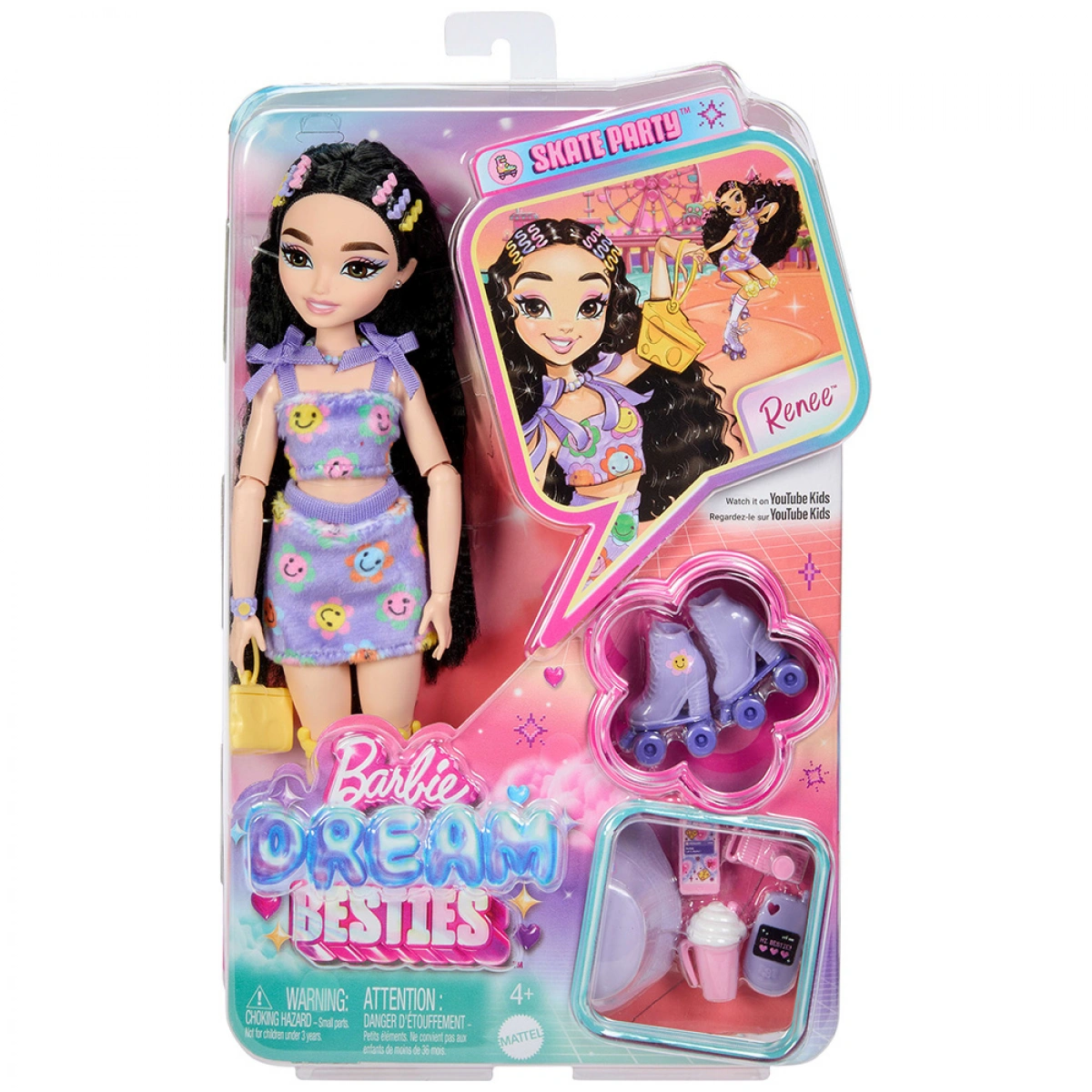 MATTEL BARBIE DREAM BEASTIES ROLLER SKATE RENEE JFX99