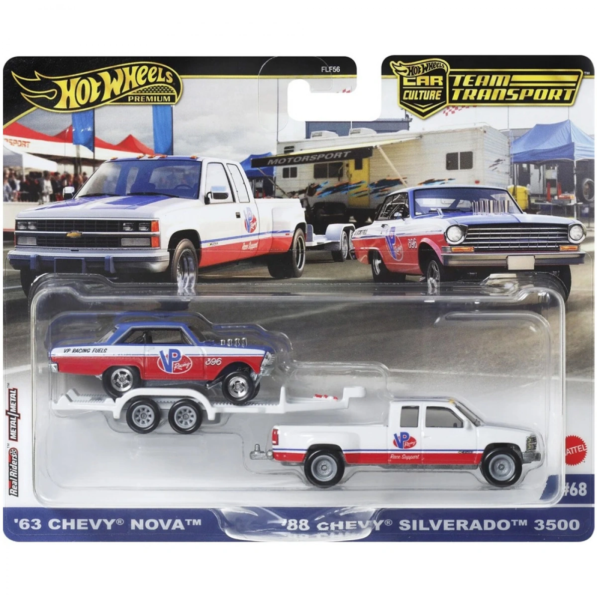 MATTEL HW PREMIUM ΝΤΑΛΙΚΑ ΜΕ ΑΥΤΟΚΙΝΗΤΑΚΙ - '63 CHEVY NOVA  & '88 CHEVY SILVERADO 3500 FLF56/HRV42