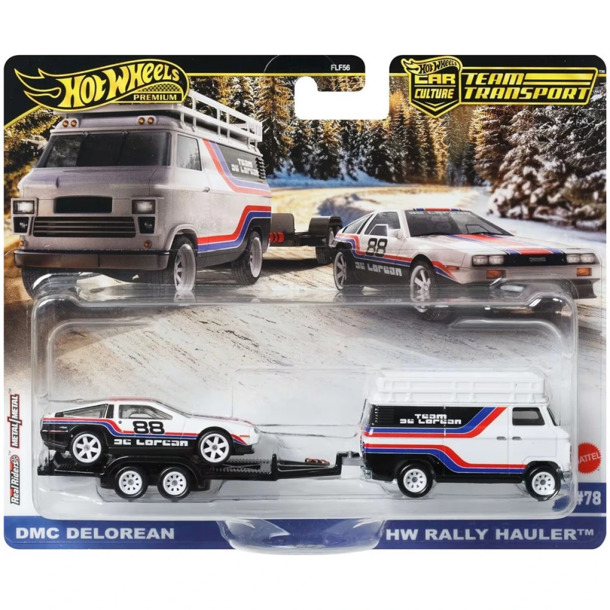 MATTEL HOT WHEELS PREMIUM ΝΤΑΛΙΚΑ ΜΕ ΑΥΤΟΚΙΝΗΤΑΚΙ - DMC DELOREAN & HW RALLY HAULER FLF56/JBM35