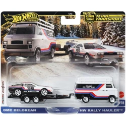 MATTEL HOT WHEELS PREMIUM ΝΤΑΛΙΚΑ ΜΕ ΑΥΤΟΚΙΝΗΤΑΚΙ - DMC DELOREAN & HW RALLY HAULER FLF56/JBM35