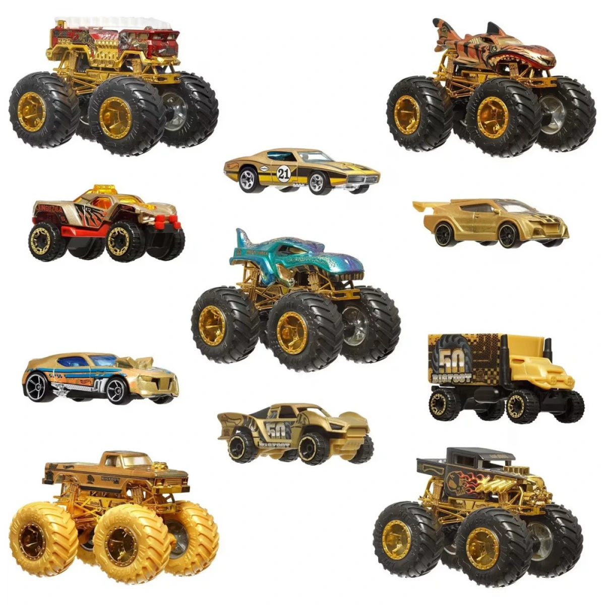 MATTEL HOT WHEELS MONSTER TRUCKS BIGFOOT TROPHY CHAMPIONS ΣΕΤ ΜΕ 11 DIE - CAST ΟΧΗΜΑΤΑ 1:64 JDW07