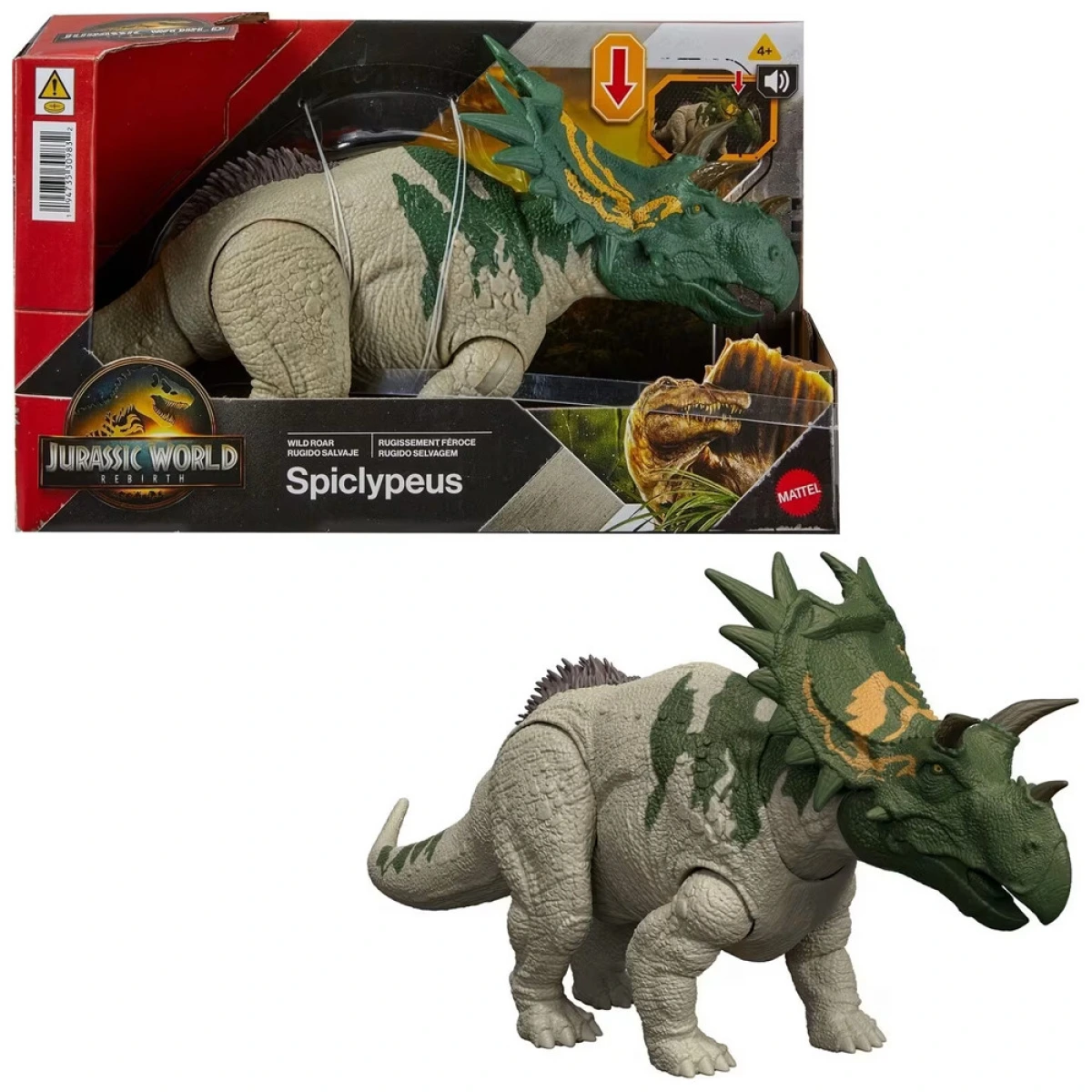 MATTEL JURASSIC WORLD REBIRTH ΦΙΓΟΥΡΑ ΔΕΙΝΟΣΑΥΡΟΥ ΜΕ ΚΙΝΟΥΜΕΝΑ ΜΕΛΗ, ΛΕΙΤΟΥΡΓΙΑ ΕΠΙΘΕΣΗΣ & ΗΧΟΥΣ - SPICLYPEUS JGB87/JGB89