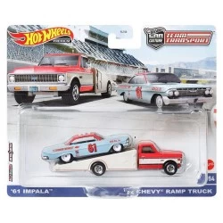 MATTEL HOT WHEELS PREMIUM ΝΤΑΛΙΚΑ ΜΕ ΑΥΤΟΚΙΝΗΤΑΚΙ - '66 CHEVELLE & '72 CHEVY RAMP TRUCK FLF56/HRV40