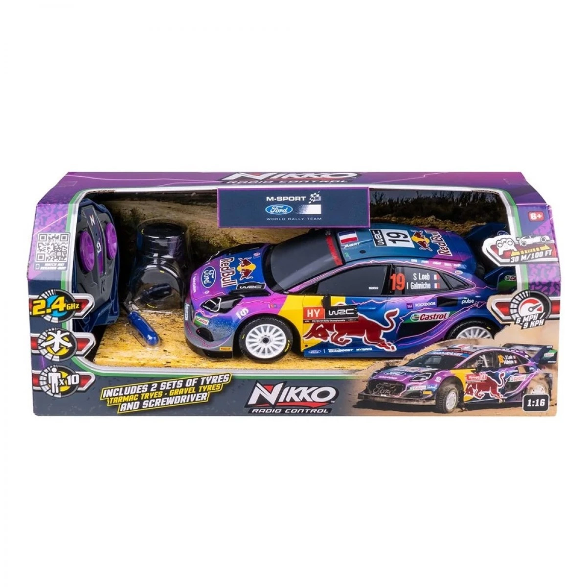 NIKKO TOYS ΤΗΛΕΚΑΤΕΥΘΥΝΟΜΕΝΟ RC WRC RED BULL WITH TYRES--PUMA HYBRID  34/10400