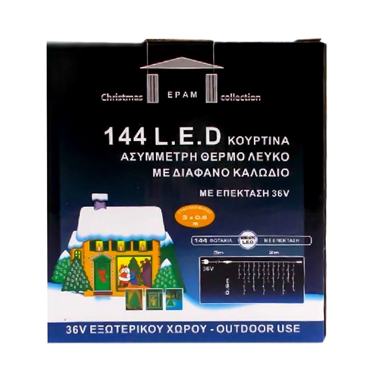 OEM 144 ΦΩΤΑΚΙΑ LED ΒΡΟΧΗ ΕΞΩΤΕΡΙΚΟΥ ΧΩΡΟΥ ΜΕ ΔΙΑΦΑΝΟ ΚΑΛΩΔΙΟ ΘΕΡΜΟ ΛΕΥΚΟ ΦΩΣ ΕΠΕΚΤΕΙΝΟΜΕΝΑ XLALED144-ΙWW/31V