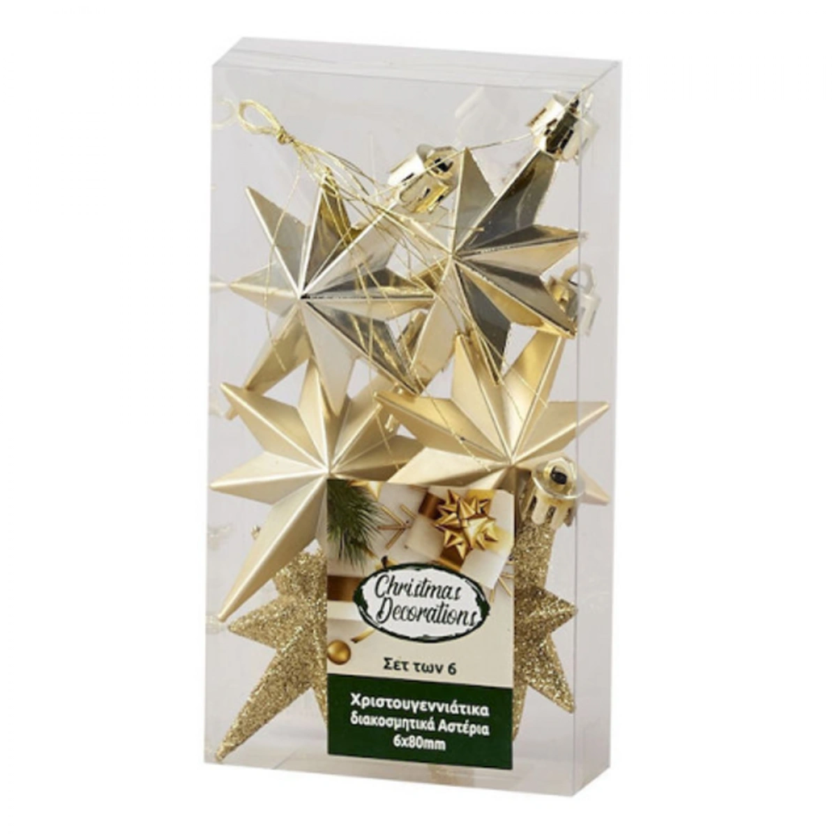 OEM GOLD STAR PENDANT 8CM. (SET 6) 9006/G